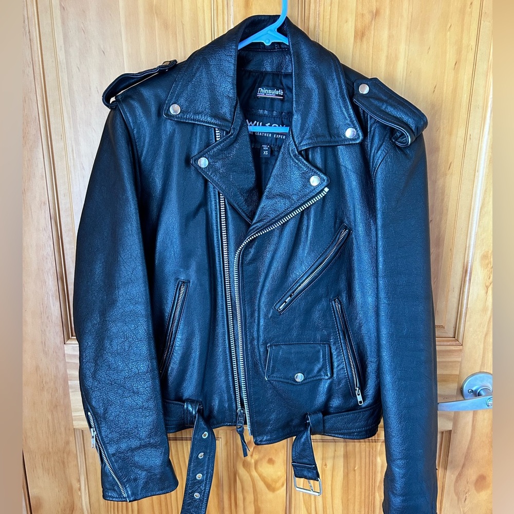 Wilsons Leather Black Biker Jacket